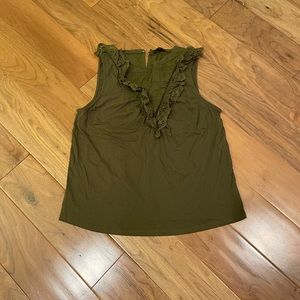 J. crew ruffle detail olive green sleeveless tank. Medium